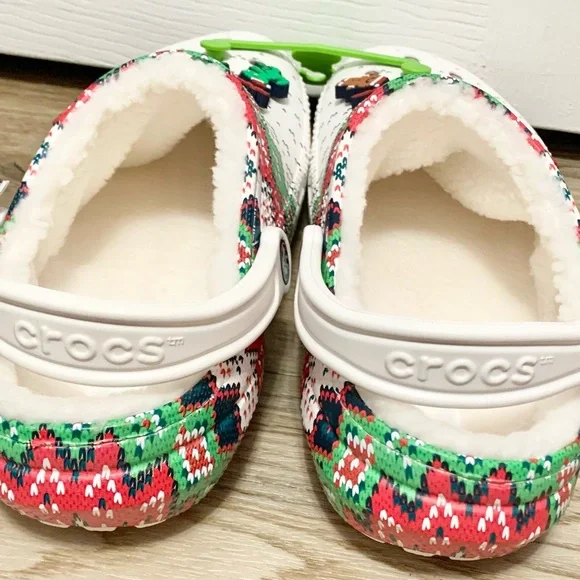 Crocs Classic Lined Holiday Charm Clog - Christmas White - Womens 10 - M8 - NEW - Picture 6 of 9